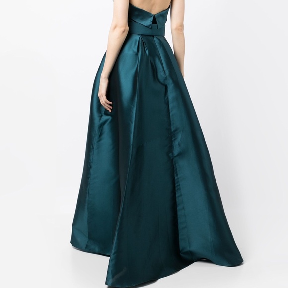Sachin & Babi Ceri Deep Teal Beaded Belted Strapless Ball Gown Dress - Picture 2 of 13